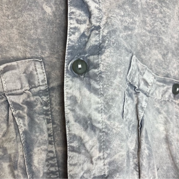 Acid Wash Mens StreetWear Shirt XL Short Sleeves Button Down Pockets Pink Gray - Picture 6 of 15